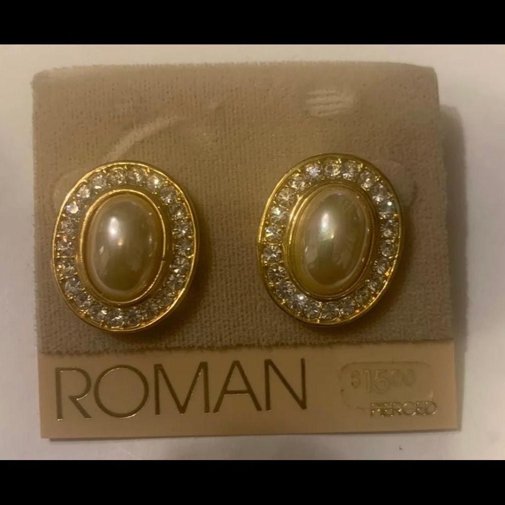 Roman vintage large pearl earrings